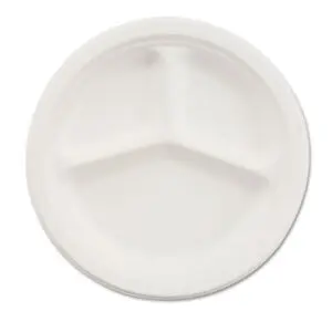 3-Compartment; 9-1/4" Round; Chinet; HUHTAMAKI; Paper Plates; Table-Service; Dishes; Hospitality; Parties; Breakrooms; Kitchens