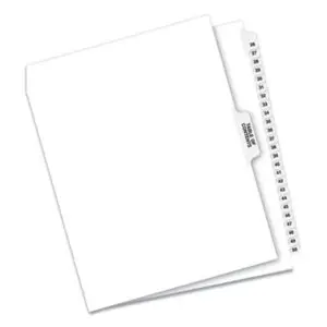 26 Tabs per Set; 26-50 Tab Titles; AVERY; Avery Style; Binder Index; Divider; Exhibit Index Dividers; Index Dividers; Indexes; Legal; Legal Exhibit Divider; Numerical; preprinted tabs; preprinted legal Tab Dividers; Recycled Product; Ring Binder Divider; Subject Divider; Tab; Tab Divider; Tabs; Unpunched; Recordkeeping; Filing; Systems; Cataloging; Classification