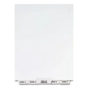 27 Tabs per Set; AVERY; Avery Style; Binder Index; Divider; Exhibit A-Z Tab Titles; Exhibit Index Dividers; Index Dividers; Indexes; Legal; Legal Exhibit Divider; preprinted tabs; preprinted legal Tab Dividers; Recycled Product; Ring Binder Divider; Subject Divider; Tab; Tab Divider; Tabs; Exhibit A-Z tab title; 26 tab; preprinted; Recordkeeping; Filing; Systems; Cataloging; Classification