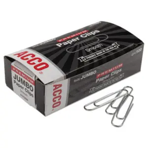 ACCO; Clip; Clips; Clips & Clamps; Fasteners; Jumbo Size; Paper Clip; Paper Clips & Clamps; Hasps; Clasps; Affixers; Affixes; Attach