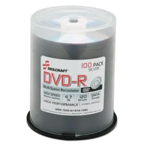 (NSN6147492)NSN 6147492 AbilityOne® SKILCRAFT® DVD-R Recordable Disc (100 Per PK)