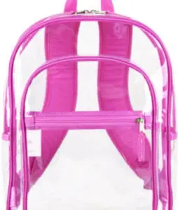 Clear Backpack with Pink Trim; Clear Backpack; Backpack; School Backpack