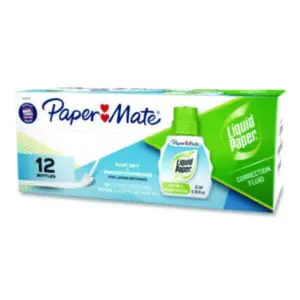 Correction Fluid; Correction Supplies; Fast Dry; LIQUID PAPER; PAPERMATE; White; Corrections; White-Out; Mistake-Away; School: Correcting; Typing; Typewriters; PAP56401