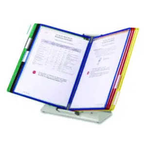 Premium Desktop Reference System; 10 Double-Sided Antimicrobial Display Pockets; Assorted Colors; 20 Sheet Capacity; Letter-Size