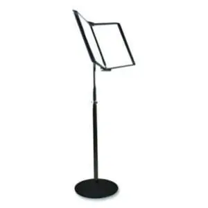 Floor Document Display Unit; Durable Metal; Letter-Size; 10 Display Pockets; 20 Sheet Capacity; Adjustable Stand; Non-Glare; Expandable; Black