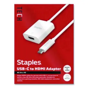 Staples TECH; USB-C to HDMI; Audio/Video Adapter