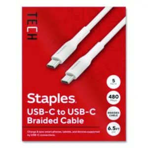 Staples TECH; USB-C to USB-C; Charging Cables