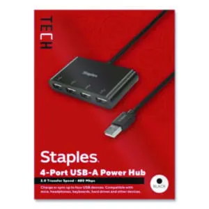 Staples TECH; Hubs; 4 Port Hub