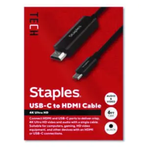 Staples TECH; USB-C to HDMI; Cables
