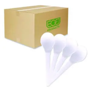 Compostable; CPLA; 6" Plastic Soup Spoons; Disposable White Spoon; Plantware Cutlery; Renewable Material Made from Plants