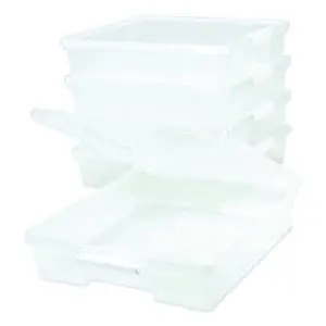 Craft Storage Box; 12x12 Bin; Clear Plastic Organizer; Scrapbooking Box; Art Supply Storage; Stackable Container