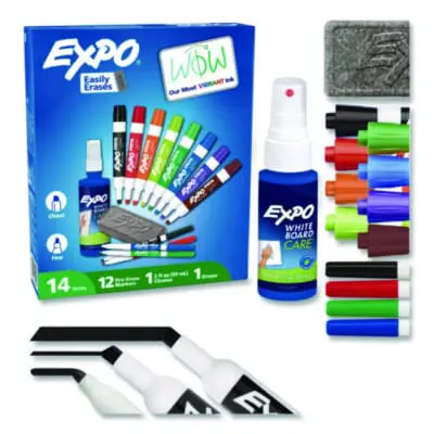 12-Marker Set; Cleaner; Dry Erase; Dry Erase Eraser; Dry Erase Kit; Dry Erase Markers; Dry Erase Supplies; Dry Erase/Accessories; Erasers; EXPO; Marker; Pen; SANFORD; Set; Writing; Utensil; Arts; Crafts; Education; Schools; Classrooms; Teachers; Students