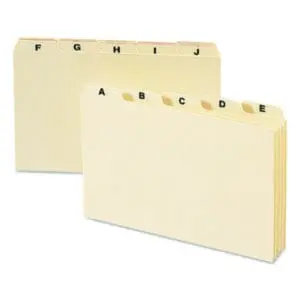 1/5 Tab Cut; 5 x 8; A-Z Self-Tab; Alphabetical; Card Guides; Cards; Guide; Index Card; Manila; Recycled Product; SMEAD; Manilla; Filing; Labeling; Indicators; Directories; Arranging; Files