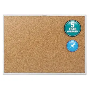 60w x 36h; Aluminum Frame; Board; Boards; Bulletin; Bulletin Board; Cork; Cork Board; Cork Bulletin Board; ACCO; QUARTET; Tack; Tack Board; Classrooms; Schools; Education; Meeting-Rooms; Teachers