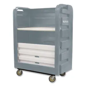 Royal Basket Trucks; Transport; Trucks; Laundry; Linens; Cloth; Clothing; Bulk; Worksurfaces; Pedestals; Platforms; Dollies; Trolleys; Furniture