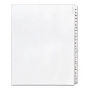 25 Tabs per Set; 26-50 Tab Titles; Allstate Style; AVERY; Binder Index; Divider; Exhibit Index Dividers; Index Dividers; Indexes; Legal; Legal Exhibit Divider; Numerical; preprinted tabs; preprinted legal Tab Dividers; Recycled Product; Ring Binder Divider; Subject Divider; Tab; Tab Divider; Tabs; Unpunched; Recordkeeping; Filing; Systems; Cataloging; Classification