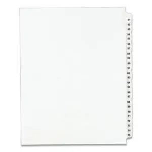 25 Tabs per Set; 51-75 Tab Titles; AVERY; Avery Style; Binder Index; Divider; Exhibit Index Dividers; Index Dividers; Indexes; Legal; Legal Exhibit Divider; Numerical; preprinted tabs; preprinted legal Tab Dividers; Recycled Product; Ring Binder Divider; Subject Divider; Tab; Tab Divider; Tabs; Unpunched; Recordkeeping; Filing; Systems; Cataloging; Classification