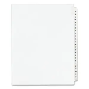 26 Tabs per Set; A-Z Tab Titles; Alphabetical; AVERY; Avery Style; Binder Index; Divider; Exhibit Index Dividers; Index Dividers; Indexes; Legal; Legal Exhibit Divider; preprinted tabs; preprinted legal Tab Dividers; Recycled Product; Ring Binder Divider; Subject Divider; Tab; Tab Divider; Tabs; Unpunched; 1 tab; Recordkeeping; Filing; Systems; Cataloging; Classification