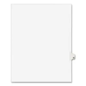 18 Tab Title; 25 Tabs per Pack; AVERY; Avery Style; Binder Index; Divider; Exhibit Index Dividers; Index Dividers; Indexes; Legal; Legal Exhibit Divider; Numerical; preprinted tabs; preprinted legal Tab Dividers; Recycled Product; Ring Binder Divider; Subject Divider; Tab; Tab Divider; Tabs; Unpunched; 1 tab; preprinted tabs; Recordkeeping; Filing; Systems; Cataloging; Classification