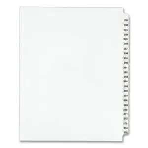 25 Tabs per Set; 251-275 Tab Titles; AVERY; Avery Style; Binder Index; Divider; Exhibit Index Dividers; Index Dividers; Indexes; Legal; Legal Exhibit Divider; Numerical; preprinted tabs; preprinted legal Tab Dividers; Recycled Product; Ring Binder Divider; Subject Divider; Tab; Tab Divider; Tabs; Unpunched; Recordkeeping; Filing; Systems; Cataloging; Classification