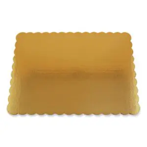 Gold; Scalloped; Mylar; Paperboard; Cakes; Pies; Bakeries; Bakery; Catering; Breakrooms; Kitchens; Packages; Restaurants; To-Gos