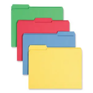 1/3 Cut Tabs; 12-Pack; Assorted Colors; Double-Pli Top; File Folder; File Folders; Letter Size; Recycled Product; SMEAD; Top Tab; Sleeves; Sheaths; Shells; Ordering; Storage; Files