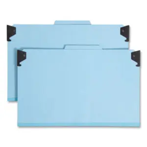 6-Section; Blue Pressboard; Classification Folders; Divider; Fastener; File Folders; Folders; Hanging; Hanging File Folders; Hanging Folders; Legal Size; Partitioned; Pressboard; Prong Fastener; Recycled; Sectional; SMEAD; Sleeves; Sheaths; Shells; Organization; Storage; SafeSHIELD