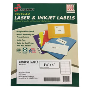 (NSN6736513)NSN 6736513 AbilityOne® SKILCRAFT® Recycled Laser and Inkjet Label ( Per )