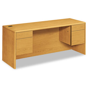 Office Furniture; 10700 Waterfall Edge Series; Credenza; Credenzas; Kneespace Credenza; Harvest; Medium Oak; Oak; Office Suites; Wood; Wood Furniture; Wood Office Furniture; Workstation; Workstations; Desk; Add-Ons; Workspaces; Furniture; Laminate; Filing; File Drawers; Double Pedestal; 3/4 Pedestals; Cord Management; Cord Grommets; Expansion; L-Systems; HON