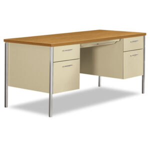 Office Furniture; Desks; Desks-Double Pedestal Desk; Workstations; Writing-Table; Escritoire; Furniture; Office Suites; 34000 Series; Harvest/Putty; HON