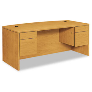 Office Furniture; 10500 Series; Desk; Desks; Double Pedestal; Harvest; Medium Oak; Oak; Office Suites; Bow Top; Wood; Wood Furniture; Wood Office Furniture; Workstation; Workstations; Writing-Table; Escritoire; Furniture; Laminate; Filing; File Drawers; Cord Management; Cord Grommets; HON