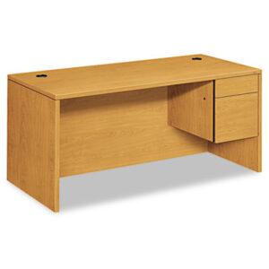 Office Furniture; 10500 Series; Desk; Desks; Single Pedestal; Harvest; Medium Oak; Oak; Office Suites; Rectangular; Wood; Wood Furniture; Wood Office Furniture; Workstation; Workstations; Writing-Table; Escritoire; Furniture; Laminate; Filing; File Drawer; Cord Management; Cord Grommets; L-Workstations; L-Stations; HON