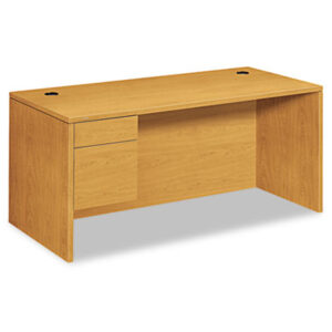 Office Furniture; 10500 Series; Desk; Desks; Single Pedestal; Harvest; Medium Oak; Oak; Office Suites; Rectangular; Wood; Wood Furniture; Wood Office Furniture; Workstation; Workstations; Writing-Table; Escritoire; Furniture; Laminate; Filing; File Drawer; Cord Management; Cord Grommets; L-Workstations; L-Stations; HON