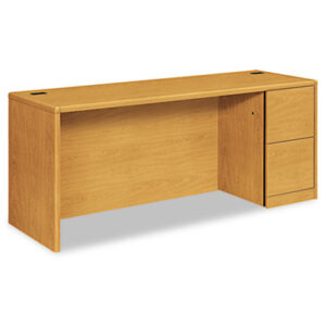 Office Furniture; 10700 Waterfall Edge Series; Credenza; Credenzas; Furniture; Harvest; Medium Oak; Oak; Office Suites; Single Pedestal; Wood; Wood Furniture; Wood Office Furniture; Workstations; Desk; Add-Ons; Workspaces; Laminate; U-Workstations; U-Station Filing; File Drawer; Cord Management; Cord Grommets; Full Pedestal; Expansion; L-Systems; HON