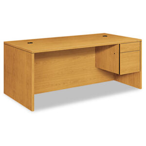 Office Furniture; 10500 Series; Desk; Desks; Single Pedestal; Harvest; Medium Oak; Oak; Office Suites; Rectangular; Wood; Wood Furniture; Wood Office Furniture; Workstation; Workstations; Writing-Table; Escritoire; Furniture; Laminate; Filing; File Drawer; Cord Management; Cord Grommets; L-Workstations; L-Stations; U-Workstations; U-Stations; HON