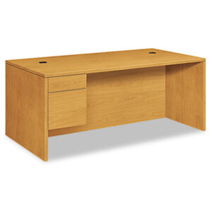 Office Furniture; 10500 Series; Desk; Desks; Single Pedestal; Harvest; Medium Oak; Oak; Office Suites; Rectangular; Wood; Wood Furniture; Wood Office Furniture; Workstation; Workstations; Writing-Table; Escritoire; Furniture; Laminate; Filing; File Drawer; Cord Management; Cord Grommets; L-Workstations; L-Stations; U-Workstations; U-Stations; HON