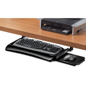 FELLOWES; Keyboard Drawer; Keyboard Holder; Mouse Holder; Mouse Pad; Mouse Station; Mouse Tray; Underdesk Keyboard Drawer with Retractable Mouse Station; Computers; Laptops; Workstations; Desks; Add-ons; Furniture