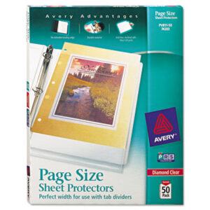 25 Protectors per Pack; AVERY; Clear; Heavy-Gauge; Large Capacity; Looseleaf; Multi-Page Capacity; Polypropylene; Protector; Ring Binder; Sheet; Sheet Protectors; Top-Loading; AVERY; Easy Load Top Loading Polypropylene Sheet Protectors; Sheet Protector; Sleeves; Transparent; Sheaths; Storage; Filing; Protection