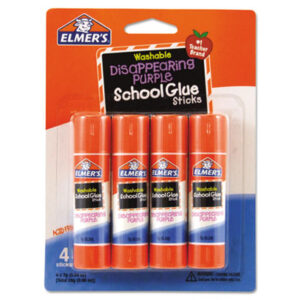 Borden; ELMERS; Extra-Strength Glue Stick; Glue; Stick; .24 oz.; 4/Pack; Elmer&apos;s Glue Sticks; Glue Pen; Glue Stick; HUNT; Purple Application; Bonding; Affixers; Hobbies; Crafts; Education; Teachers; Classroom; Art