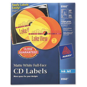 AVERY; CD; CD Labels; Full-Face CD Labels; Glossy; Inkjet; Inkjet Printer; Labels; Media Labels; Stickers; Classifications; Identifications; Discs; Duplication; Replication; Burns