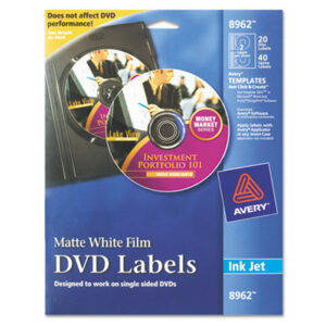 AVERY; DVD; DVD Labels; Inkjet; Inkjet Printer; Labels; Stickers; Classifications; Identifications; Discs; Duplication; Replication; Burns