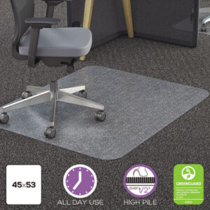 chairmat; chair mat; mat chair; chair mats; floormat; floor mat; desk mat; chair matt; chairmats; desk mats; plastic mats; chair floor mat; chair floor mats; chair mat office; desk chair mat; floor chair mat; floor chair mats; floor mat chair; mat for office chair; office chair mat; carpet chair mat; chair carpet mat; chair pad; office floor protector; office chair floor protector; chair runner; carpet protector; carpet mat; vinyl mat; computer mat; rug protector; no crack mat; workstation mat; office mat; home office mat; Deflecto; low chemical emissions; greenguard gold certified; Polycarbonate; clear; 45 x 53; rectangle