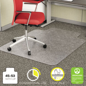 (DEFCM11232)DEF CM11232 – EconoMat Occasional Use Chair Mat for Low Pile Carpet, 45 x 53, Wide Lipped, Clear by DEFLECTO CORPORATION (1/EA)
