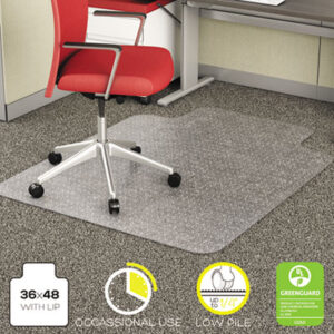 (DEFCM11112)DEF CM11112 – EconoMat Occasional Use Chair Mat, Low Pile Carpet, Flat, 36 x 48, Lipped, Clear by DEFLECTO CORPORATION (1/EA)