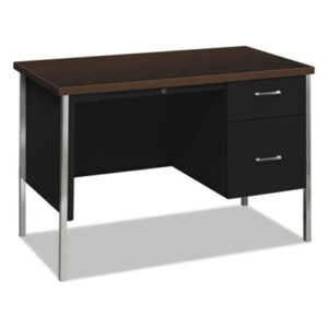 34000 Series; Desk; Desks; Medium Oak/Putty; Metal; Metal Furniture; Office; Office Suites; Single Pedestal; Workstations; Writing-Table; Escritoire; Furniture; HON