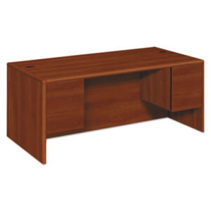 Office Furniture; 10700 Waterfall Edge Series; Desk; Desks; Double Pedestal; Harvest; Medium Oak; Oak; Office Suites; Rectangular; Wood; Wood Furniture; Wood Office Furniture; Workstation; Workstations; Writing-Table; Escritoire; Furniture; Laminate; Filing; File Drawers; Cord Management; Cord Grommets; 3/4 Pedestals; HON