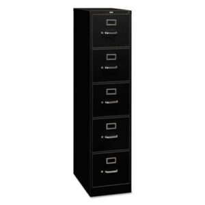 Office Furniture; 26-1/2" Deep; 310 Series; Black; Cabinet; Drawer; File Cabinet; File Cabinets; Five-Drawer; Full-Suspension; Furniture; Letter Size; Metal; Vertical File; Filing; Systems; Receptacles; Organization; Files; Lock; HON