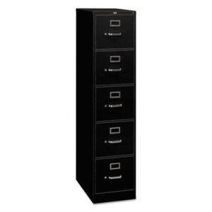 Office Furniture; 26-1/2" Deep; 310 Series; Black; Cabinet; Drawer; File Cabinet; File Cabinets; Five-Drawer; Full-Suspension; Furniture; Legal Size; Metal; Vertical File; Filing; Systems; Receptacles; Organization; Files; Lock; HON