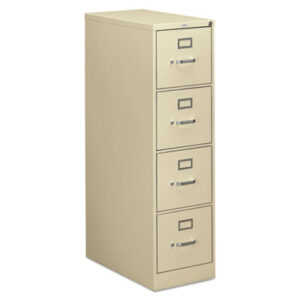 Office Furniture; 26-1/2" Deep; 310 Series; Cabinet; Drawer; File Cabinet; File Cabinets; Four-Drawer; Full-Suspension; Furniture; Letter Size; Metal; Putty; Vertical File; Filing; Systems; Receptacles; Organization; Files; Lock; HON