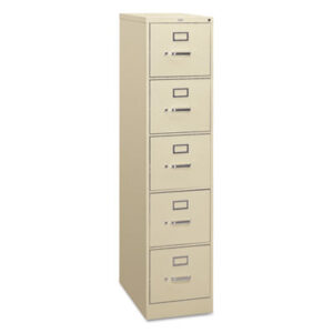 Office Furniture; 26-1/2" Deep; 310 Series; Cabinet; Drawer; File Cabinet; File Cabinets; Five-Drawer; Full-Suspension; Furniture; Letter Size; Metal; Putty; Vertical File; Filing; Systems; Receptacles; Organization; Files; Lock; HON